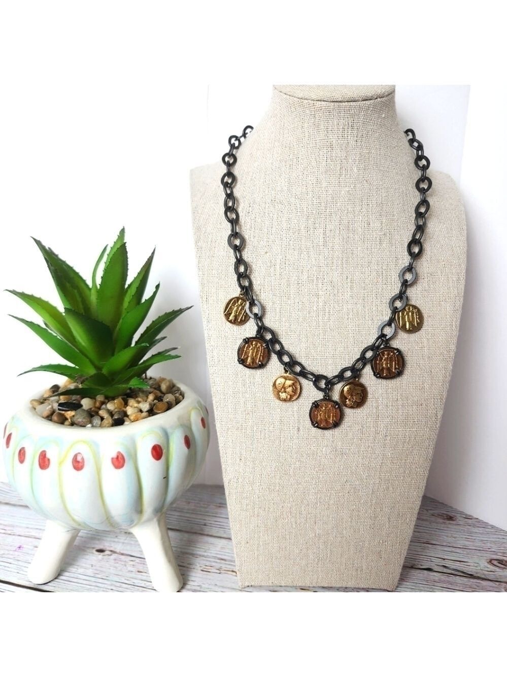 NEW LIA SOPHIA BLACK‎ CHAIN NECKLACE ANGELS FALL